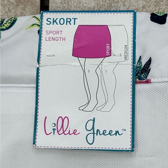 NWT Lillie Green Athletic Skort 2X White Plant Cactus Print Pull-on Tennis Golf - Picture 7 of 12